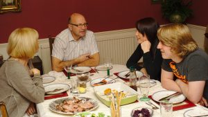 A family having dinner